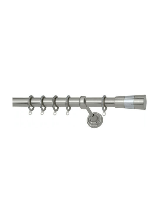 Nickel Matte Curtain Pole Ø25 with Rings 100cm No1