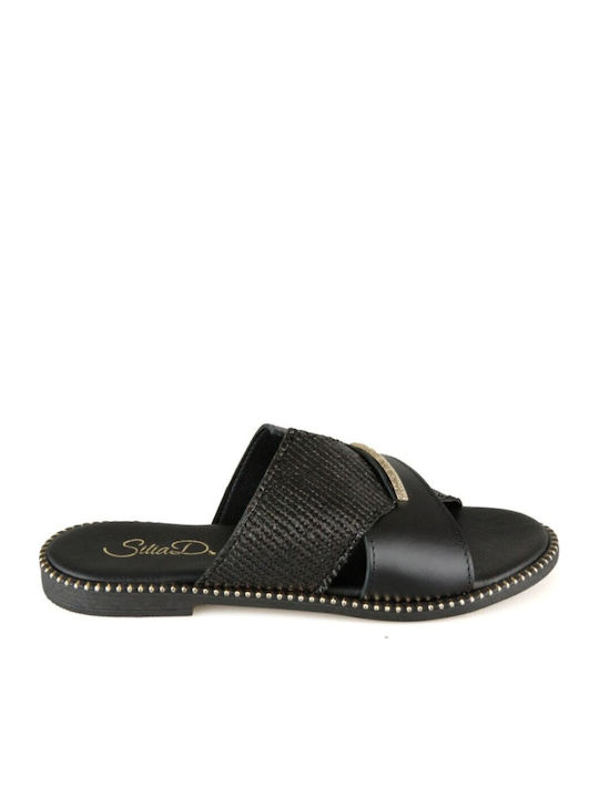 Zizel Leather Women's Flat Sandals in Black Color