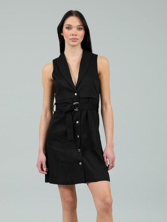 Doca Summer Mini Shirt Dress Black