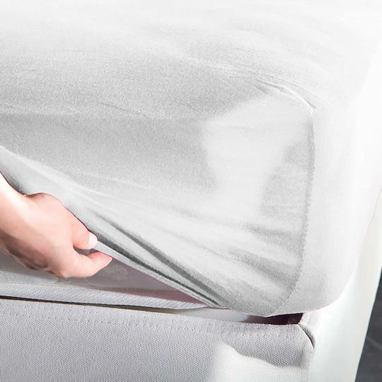 Protector de saltea din jersey alb, cu elastic, 140x200+30