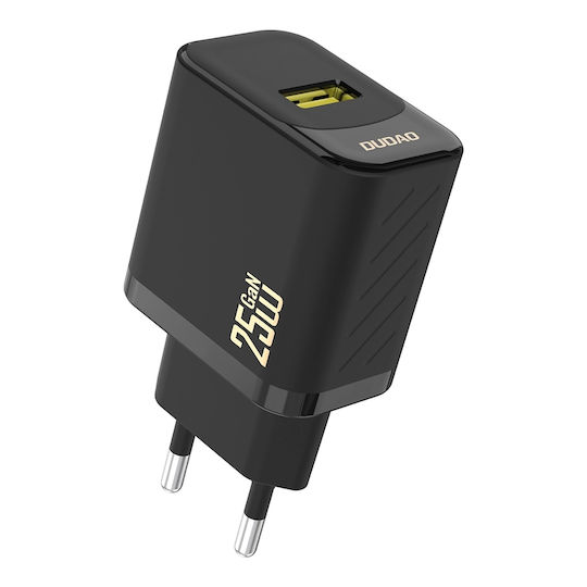 Dudao Φορτιστής Χωρίς Καλώδιο GaN με Θύρα USB-A 25W Quick Charge 3.0 Μαύρος (A27S)