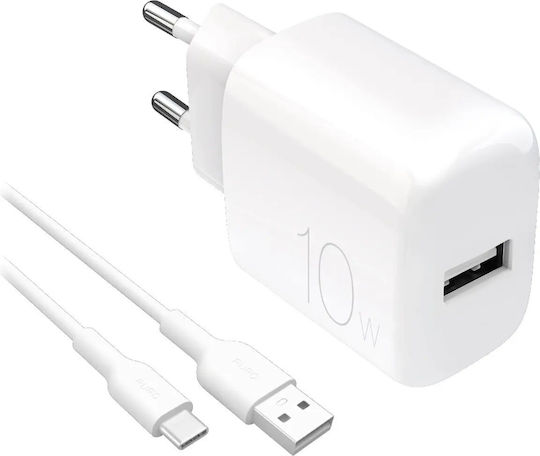 Puro Ladegerät mit USB-A Anschluss und Kabel USB-C 10W Weißs (Prolite)