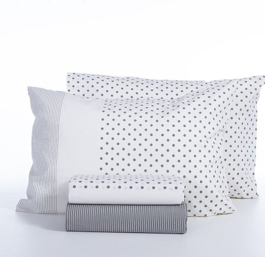 Nef-Nef Homeware Bettwäsche-Set Überdoppel mit Gummiband 160x200+35cm. Donter Grey 4Stück
