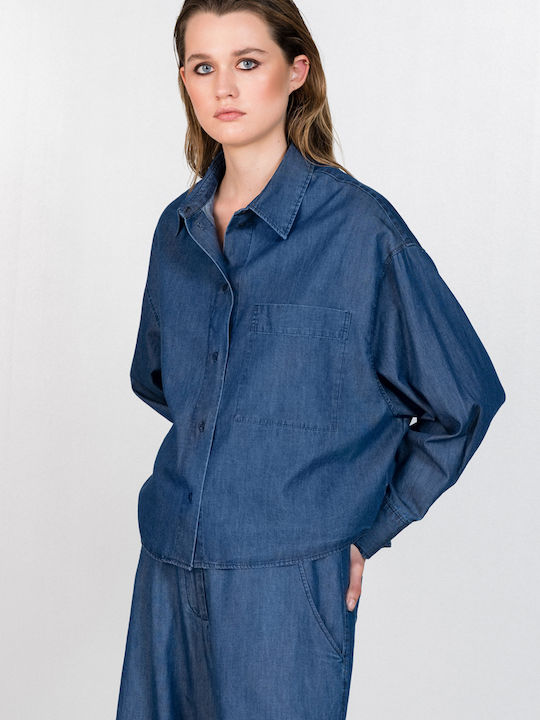 Дълъг ръкав Женска Дънково Риза Light Denim