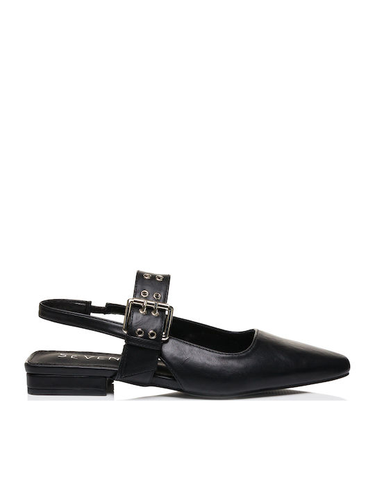 Synthetic Leather Slingback Leopard Ballerinas With strap Black