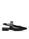 Synthetic Leather Slingback Leopard Ballerinas With strap Black