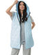 Women's Long Puffer Jacket for Winter Blue