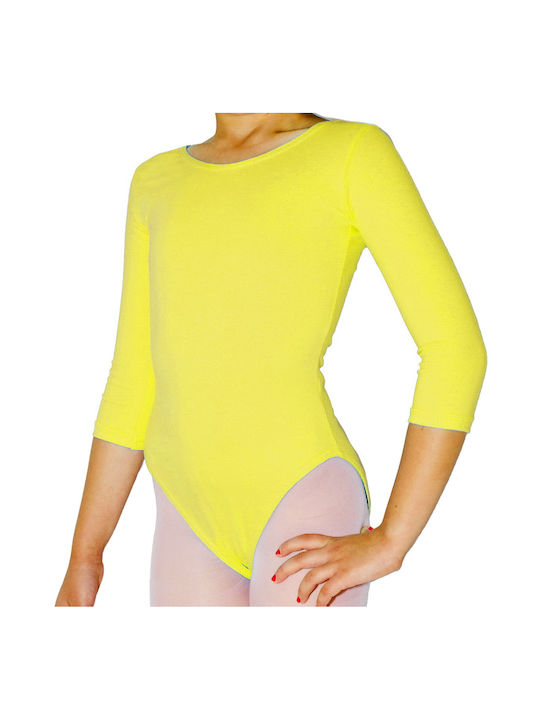 3/4 Sleeve Ballet Leotard Cotton Lycra Greek - Yellow
