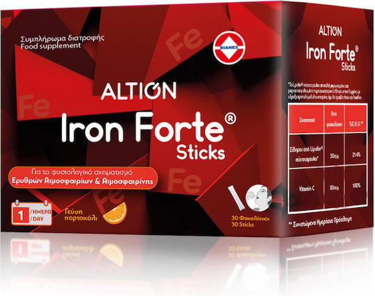 Altion Iron Forte Sticks με Βιταμίνη C 30 φακελίσκοι Πορτοκάλι