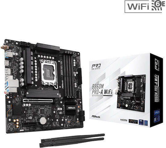 ASRock B860M Pro-A WiFi Дънна платка Micro ATX с Intel 1851 Сокет