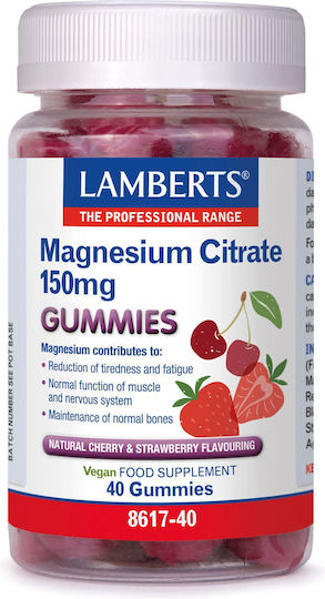 Lamberts Magneziu Citrat 150mg 40 Gummies Căpșuni Cireșe