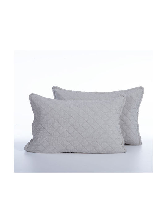 Nef-Nef Homeware Brunno Σετ Μαξιλαροθήκες Oxford Ασημί 52x72εκ.