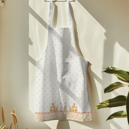 Kitchen Apron 65x70cm Easter 100% Cotton Ginny Rabbits Butterflies