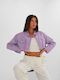 Zuschneiden Damen Jeansjacke Purple