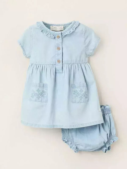 Rochie pentru Copii Denim Set cu Chiloțel Albastru