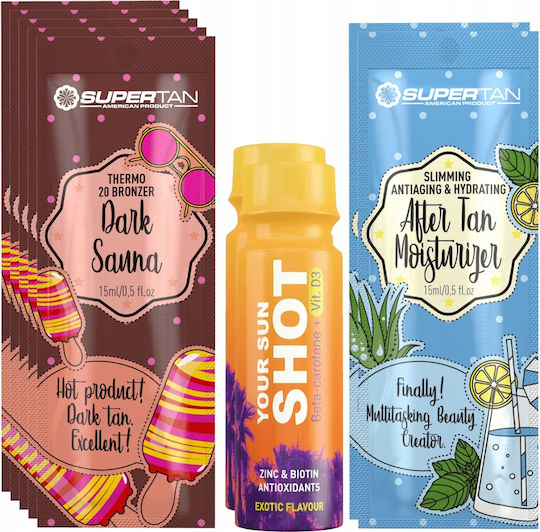 Supertan Dark Sauna 5x 15ml Силен Бронзант Термо + Подаръци
