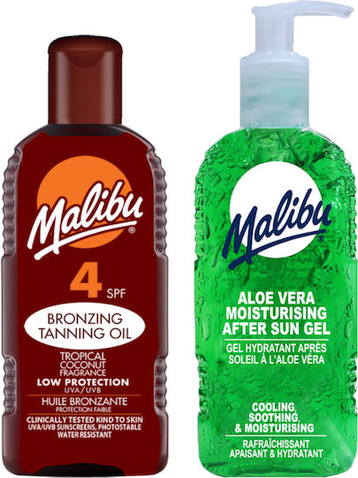 Malibu Tanning Oil Spf4 200ml + Aloe After Sun Gel 200ml