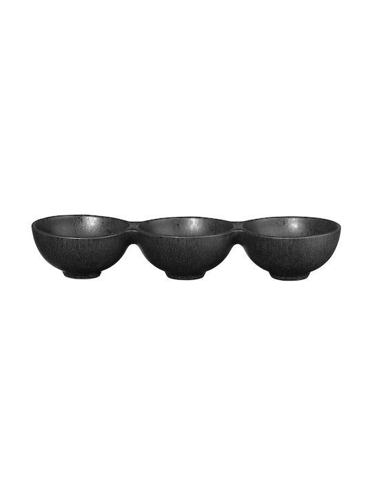 ASA Selection Ceramic Dessert Divided Serving Plate with 3 Slots Black Ø32cm 32x10.5cm