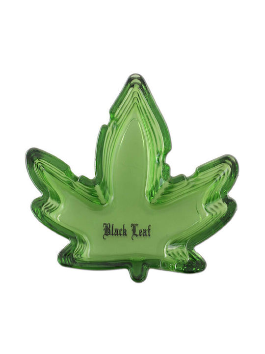 Glass Ashtray Leaf Green Cannabis Design 13x13cm