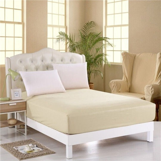 Pucioasa Cearșaf Single cu Elastic 100x200+25cm. Cremă