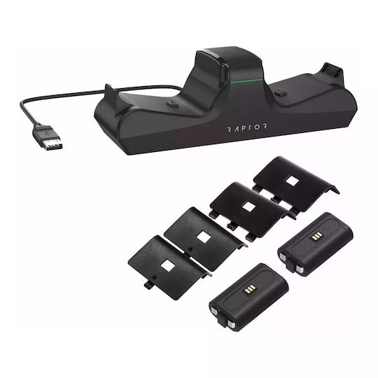 Stație de Încărcare Duală Raptor Gaming Csx 200 pentru Xbox One Xbox Series cu Acumulatori de 700mAh și Capace
