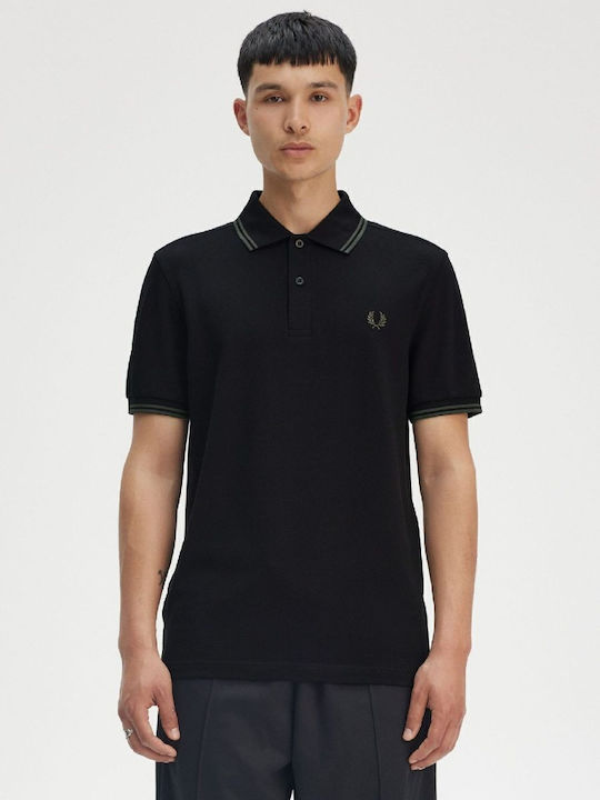 Polo Kurzarmbluse Black, Court Green