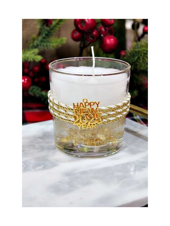 Scented Candle Glass Ø8.5 X 8.9 Cm Gel Decoration Gold Leaves
