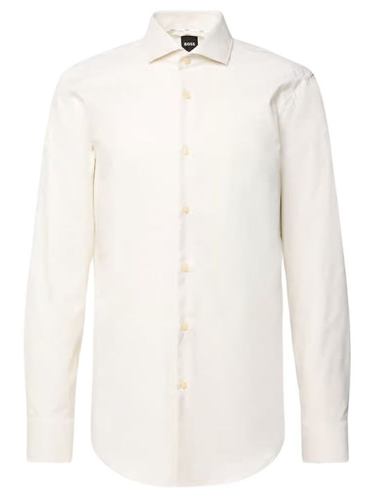 Boss Long-sleeved Cotton Shirt Ecru