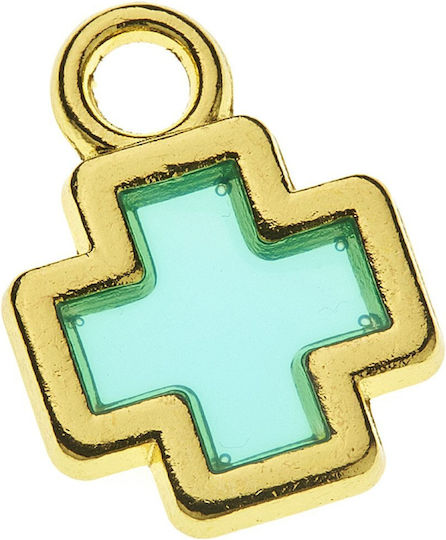 Gold Cross-Light Blue Enamel 1cm 25pcs Nu2217 Nv-25-00071-2217-light blue