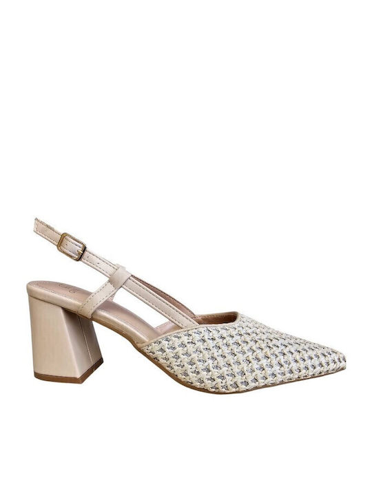 Nobrand Pumps mit Riemchen Beige