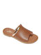 Leather Women's Flat Sandals in Tabac Brown Color