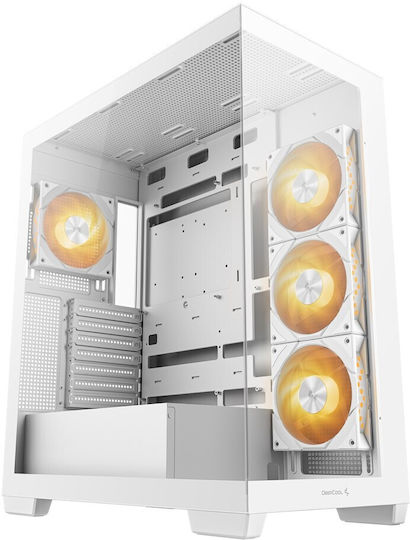 Deepcool CG580 4F Gaming Midi Tower Computer Case with Side Window and ARGB Lighting White