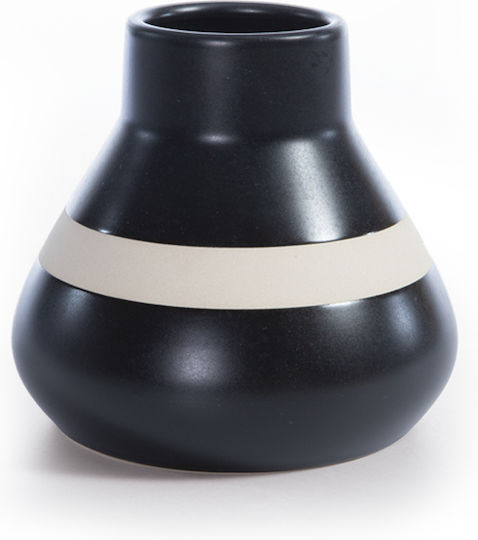 Διακοσμητικό Κεραμικό Βαζάκι Nef-nef Homeware Circui Black White 15,5χ14,2
