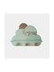 WoodStudio Cloud Kids Wall Hanger Multi Hook Wooden Green with Shelf 28.2x37x10cm