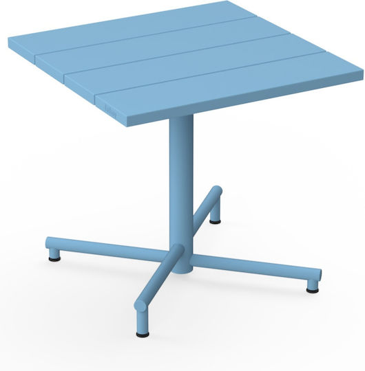 Fatboy Fred's quadratischer Bistreau-Aluminiumtisch 80x80x76 cm I Wave Blue