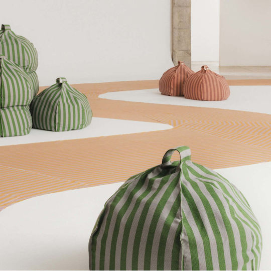 Vibes Pouf Green Blue Stripes
