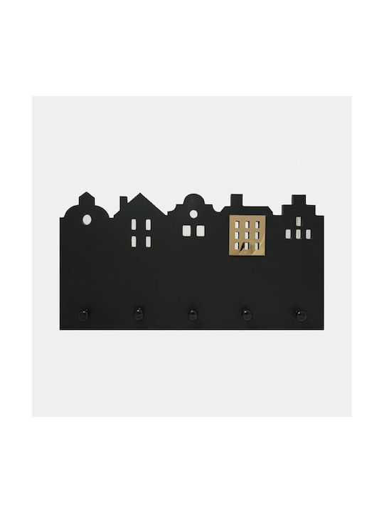 Wall Hanger City Black Gold Mirror 30 x 60 x 4 cm