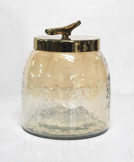 Dekoratives Glas-Honigbonbonglas mit goldenem Metalldeckel 15x15x18 Dekoratives Glas-Honigbonbonglas mit goldenem Metalldeckel 15x15x18
