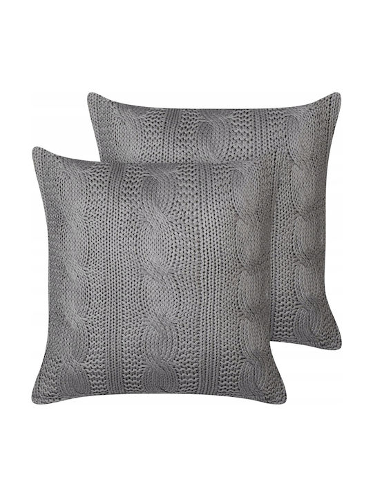 Set 2 Baumwoll-Zierkissen Dunkelgrau Constylis 45 x 45 cm Lumarko