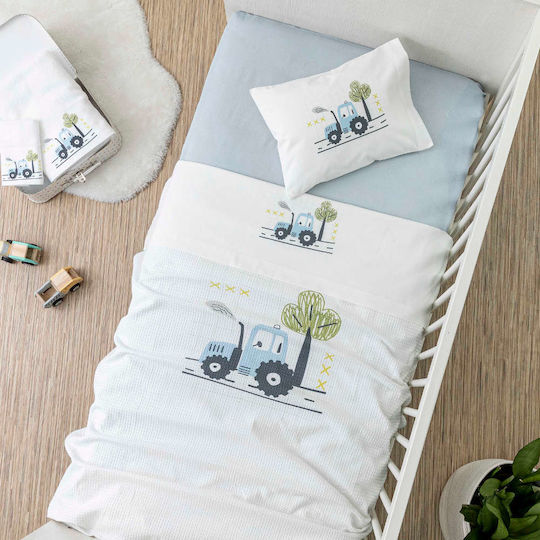 Borea Baby Sheets Set Crib Cotton White 120x160cm 3pcs