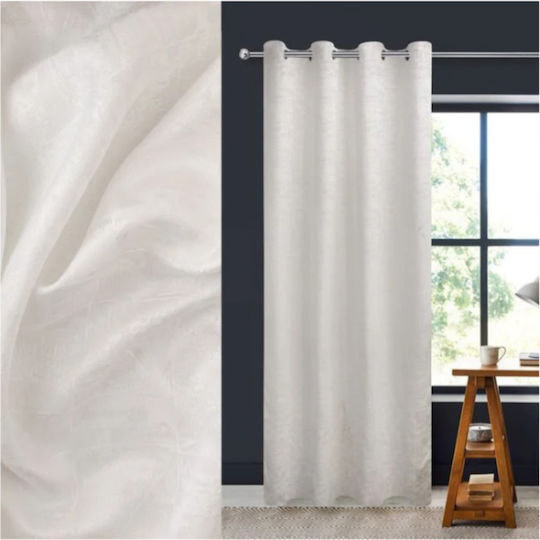 Kουρτίνα Διακοσμητική Off White Ζακάρ Frosty Σχέδιο 140x260cm