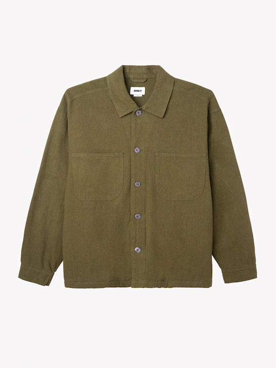 Obey Langärmeliges Leinen Overshirt Recon Army