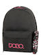 Polo Original Scarf School Bag Backpack Junior High-High School Black with Water Bottle Holder 20Liters 2024