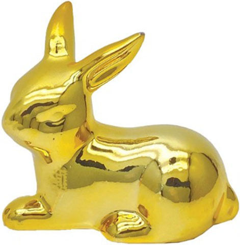 Keramischer Dekohase in Gold 10x6x9cm Geschenkartikel 16207