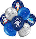Latex Balloons 12'' "Space" Various Colors & Designs Pack of 8