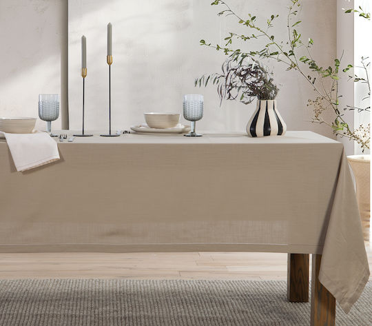 Nef-Nef Homeware Tablecloth Cotton Steady Beige 150x300cm Nef-Nef Homeware Tablecloth Cotton Steady Beige 150x300cm