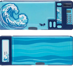 Yolo Magnetic Pencil Case with Calculator Blue