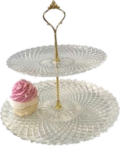 Glass Dessert Tower Stand with 2 Tiers Transparent