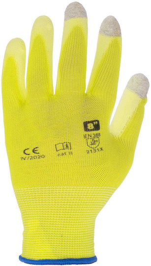 Touch Gloves for Work Yellow Polyurethane/Polyester 1pcs