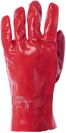 Gloves for Work Red PVC/Cotton 1pcs